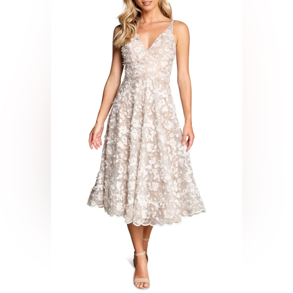 *New* Dress the Population Elisa floral-embroidered midi dress, Size Medium - Picture 2 of 9